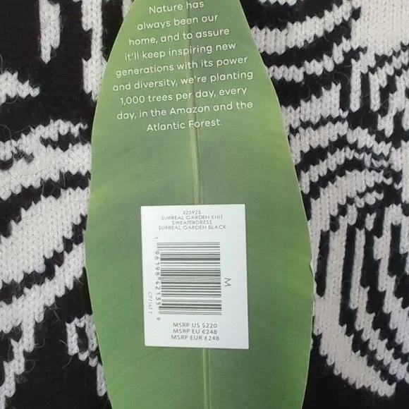 NWT FARM RIO Surreal Garden Knit Sweaterdress Black and White Floral - Picture 6 of 6